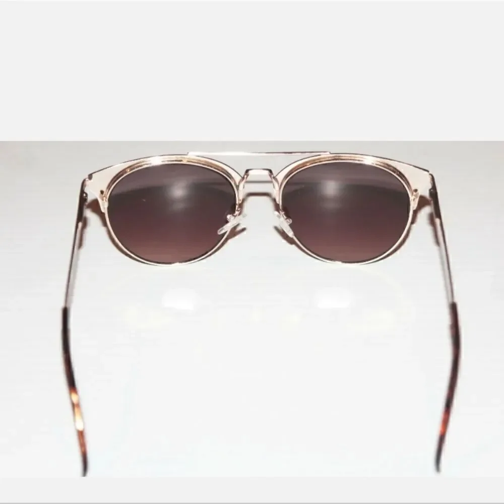 Guess GF0312 32F 54-19 135 Horn Aviator Ladies Sunglasses - Gold w/ Amber Lens